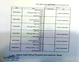 جدول مؤقت لتوزيع المياه  من محطتي "الفوار" و"حارة صيدا الكبرى" لحين عودة التيار الكهربائي
